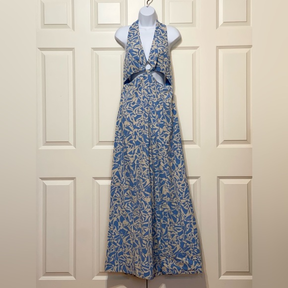 Free People Kira Jumpsuit Blue Wide Leg - Picture 2 of 4